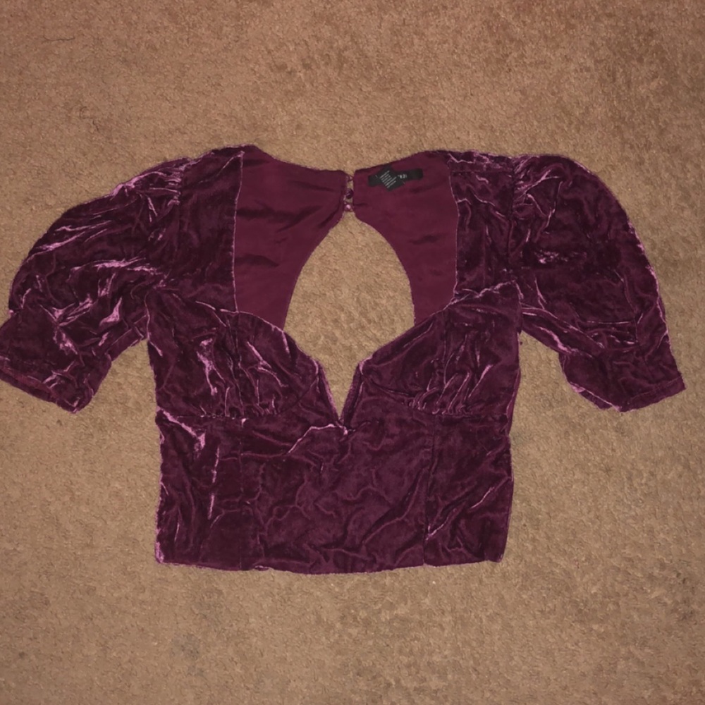 Maroon velvet crop top